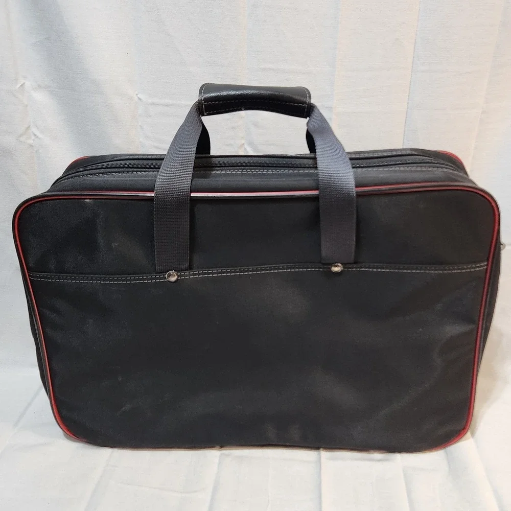 Samsonite Oyster Garment Bag 1987 Black Red Trim Fold-Out Travel Luggage USA‎